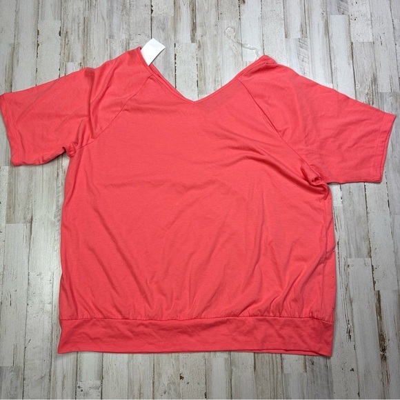 Lane Bryant Relaxed Fit Coral Pink Short Sleeve Beaded Shirt Size 22/24 - Picture 11 of 15